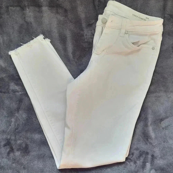 Vince Camuto ultra white Frayed Hem Skinny Leg Mid Rise Ankle Jeans size 27 - Picture 5 of 7